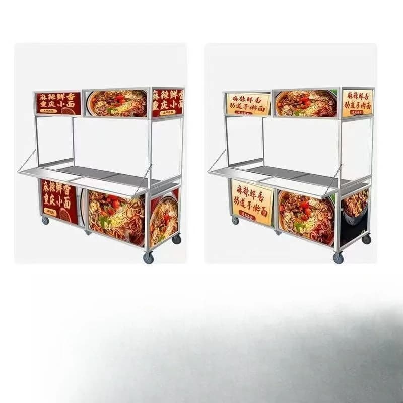 Mobile Stall Cart Internet celebrity Foldable Wheel Night Market Multifunctional Ice Powder Snack Sausage Stainless Steel Cart