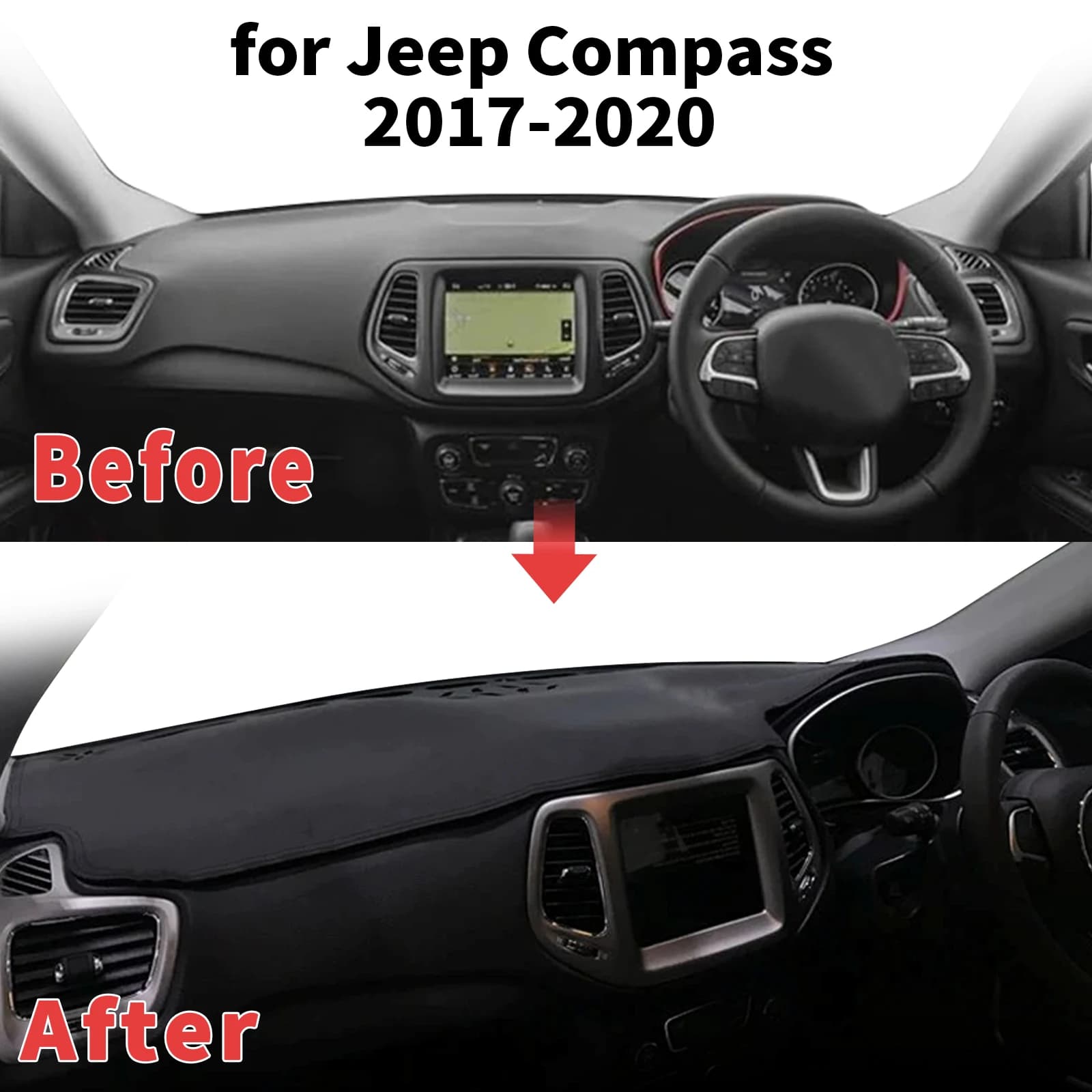 for Jeep Compass 2017-2020 MP M6 Dashboard Cover Sun Shade Protector Dashmat Anti-Glare UV Block Carpet Mat Automotive Dash Mat