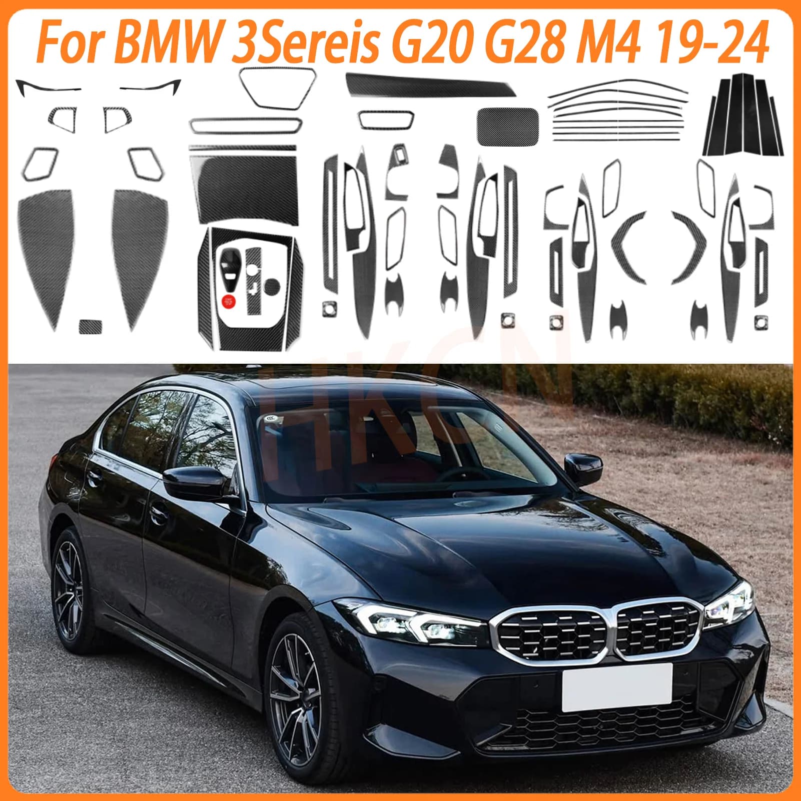 Auto Interior Accessories Gear Shift Window Button Panel CD Control Carbon Fiber Sticker For BMW 3Series G20 G28 M4 2019—2024