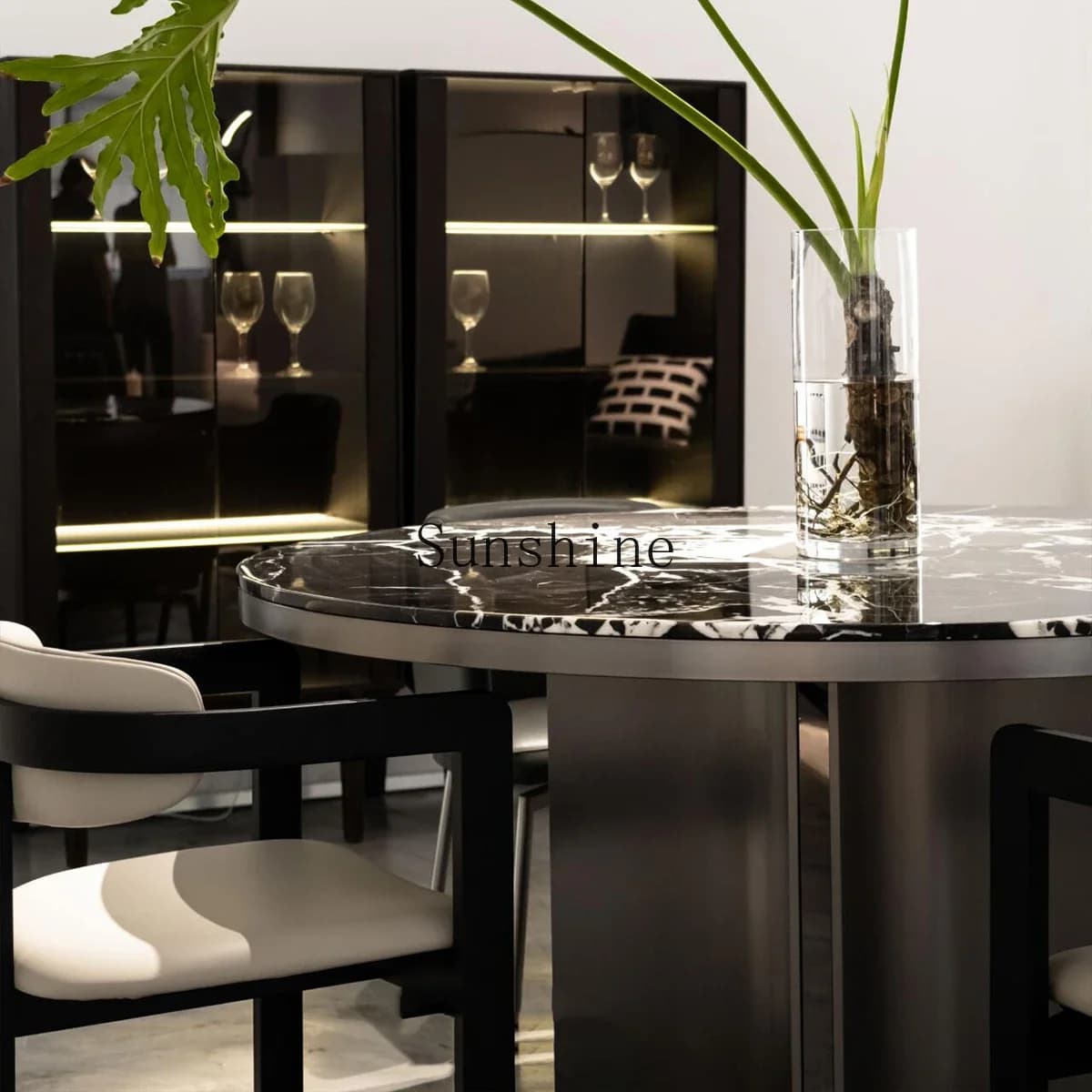Italian household light luxury modern minimalist high-end marble round table  FT