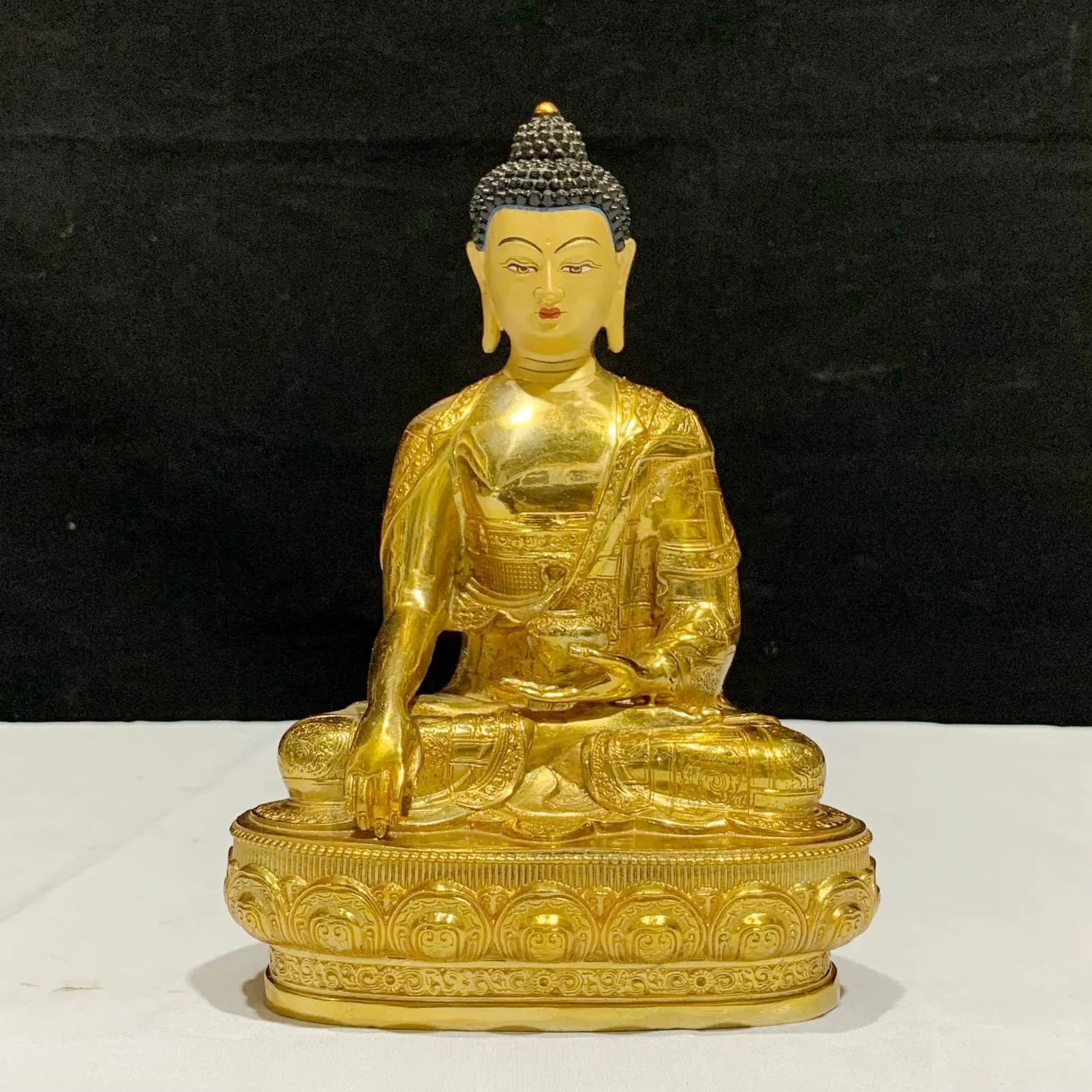 8.2" Buddhism old Handpainted bronze statues gilt Buddha Bodhisattva Sakyamuni