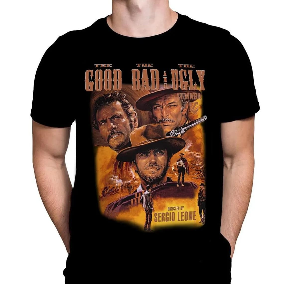 Vintage Clint Eastwood Spaghetti Western Cowboy movie The Good The Bad and The Ugly 1966 film graphic t shirts Large size tops