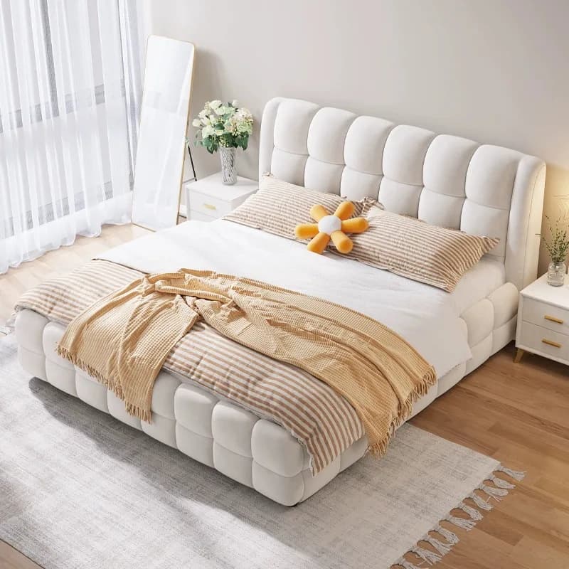 Popular fabric modern simple double bed 1.8m master bedroom queen bed frame light luxury soft bed suitable for wedding bedroom