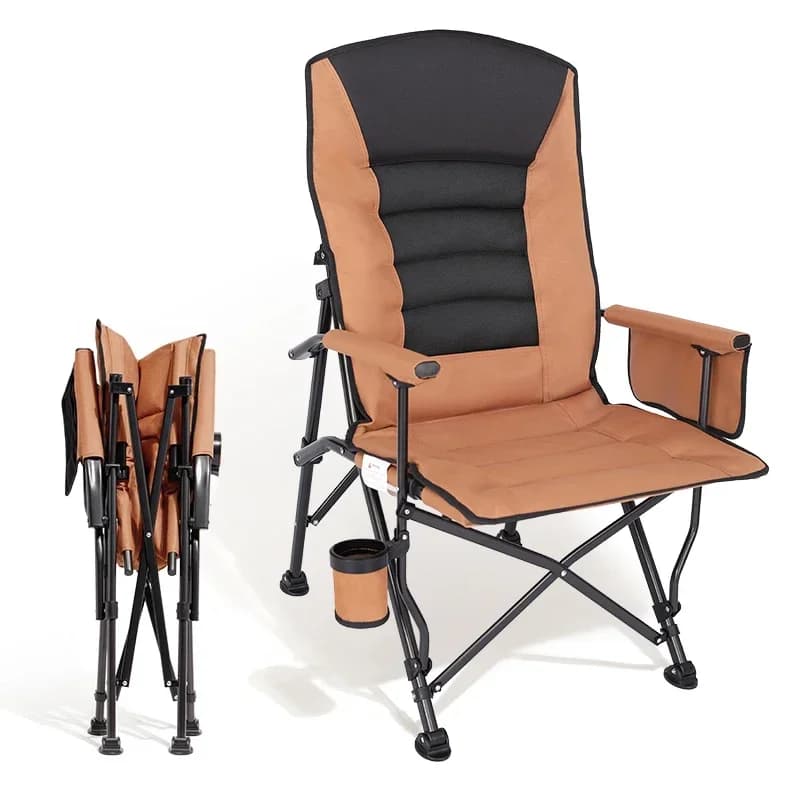 Outdoor folding chair plus size backrest adjustable swivel chair portable high load-bearing camping
