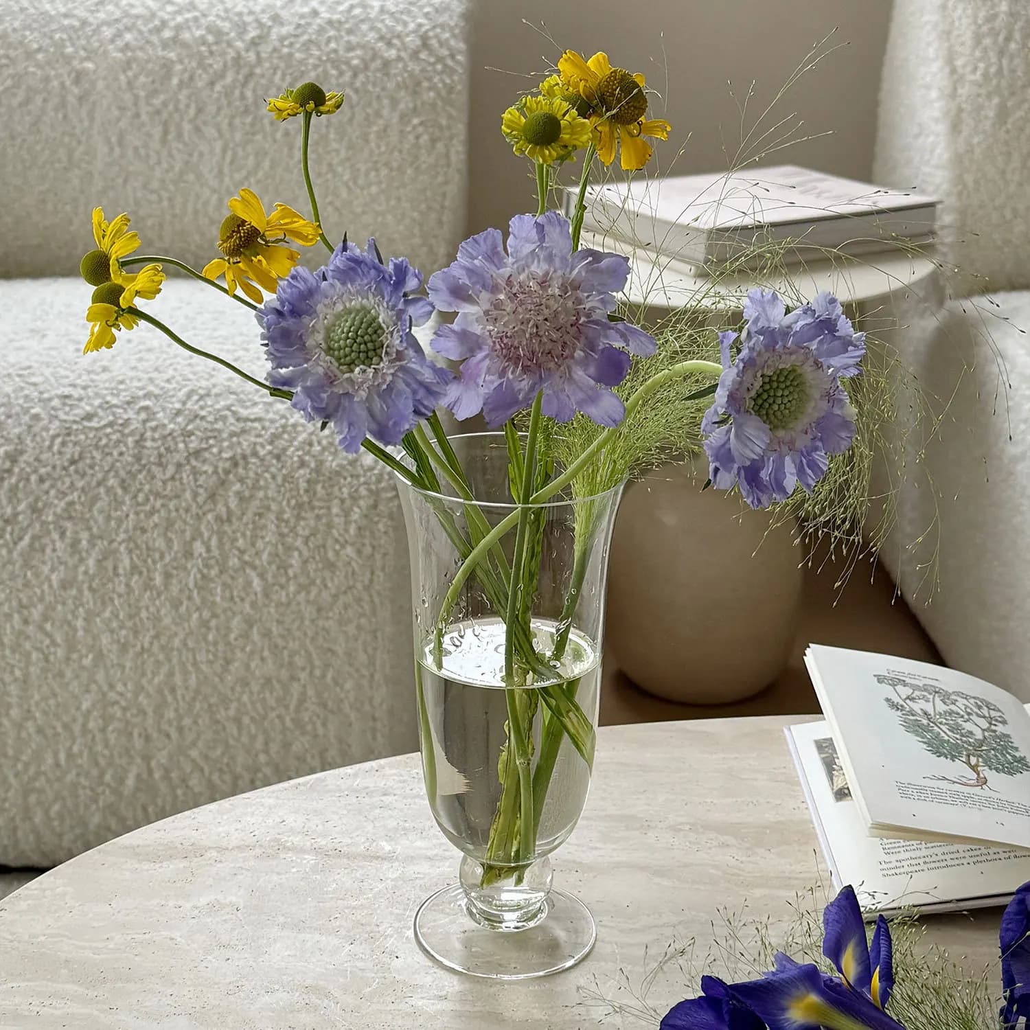 HYS simple glass vase flower arrangement ornament high-end niche living room ornament vase glass transparent water flower