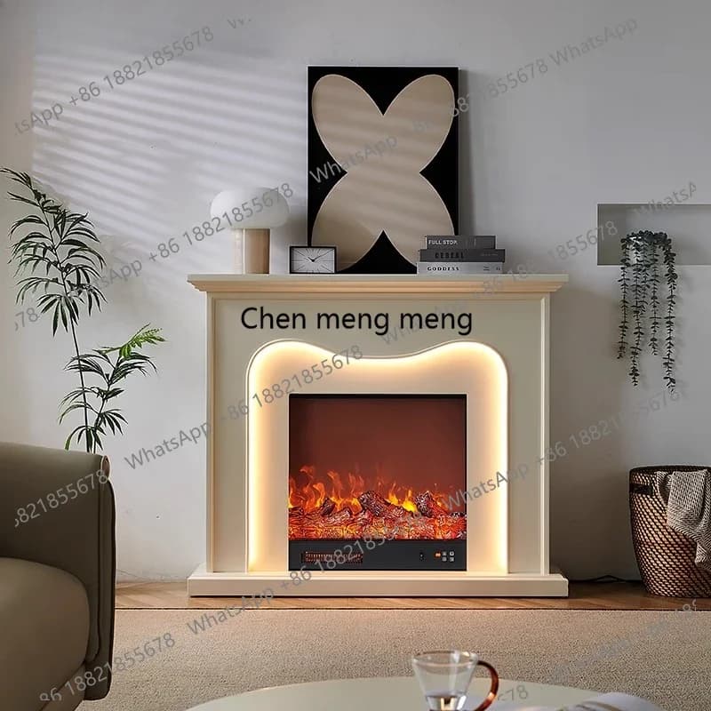 R French fireplace decoration cabinet cream style mantel simulation electronic fireplace core for home use