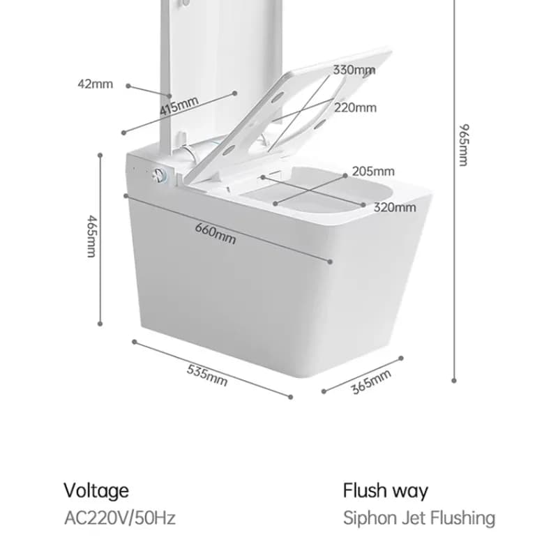 Intelligent Ceramic WC Toilet Automatic Commode with Square Bowl Shape Floor Mounted S-Trap/P-Trap Remote Control Included