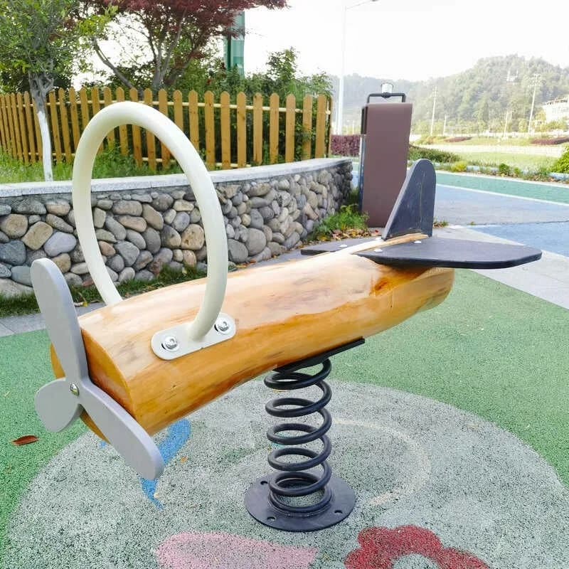Rocker Outdoor Children's Locust Wood Spring Plane Shaking Music Parent-Child Farm Camp Trojan Horse Toys