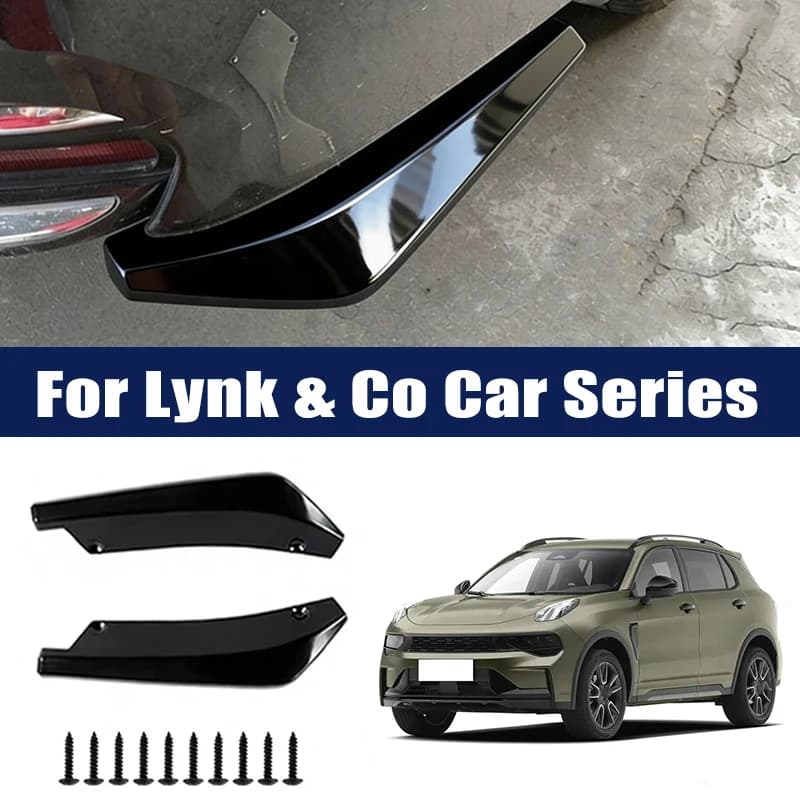 2PC Rear Bumper Lip Wrap Angle Diffuser Splitter Canard Spoiler Protector For Lynk & Co 01 02 03 05 06 07 08 09 Z10 2200 900