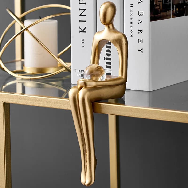 Creative Human Body Art Decoration Abstract Resin Gold Crafts Home Decoration Office OrnamentsSculpture CorridorFoyer Decoration