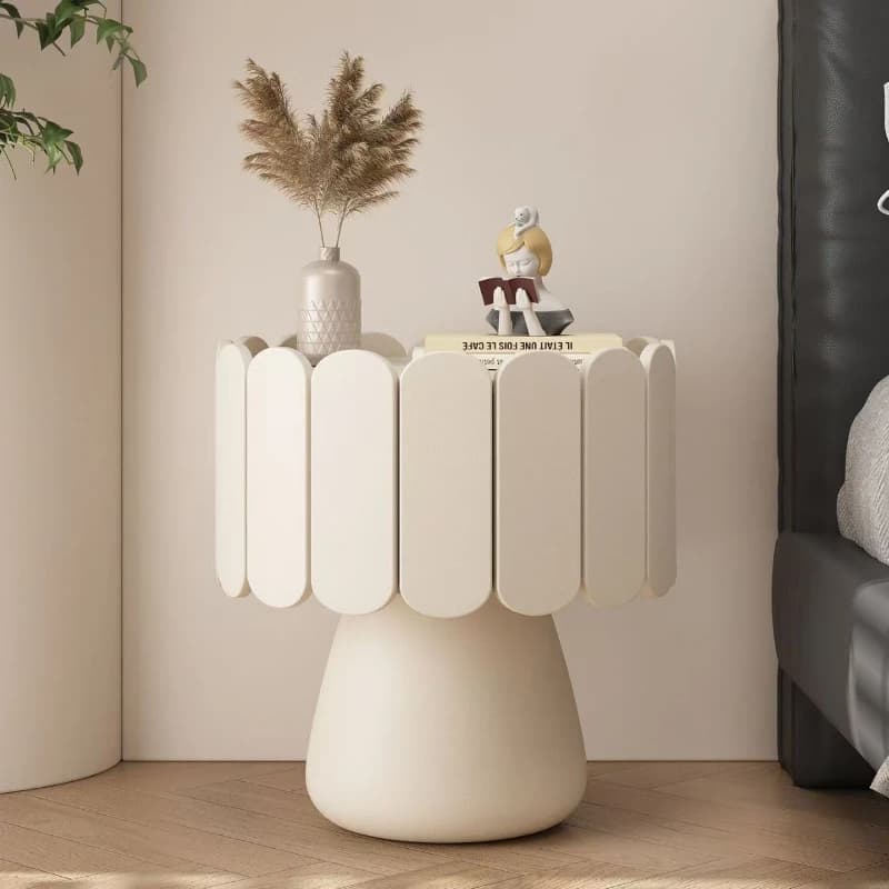 Bouquet bedside table petals new solid wood round light luxury bedroom home French creative small storage cabinet cream