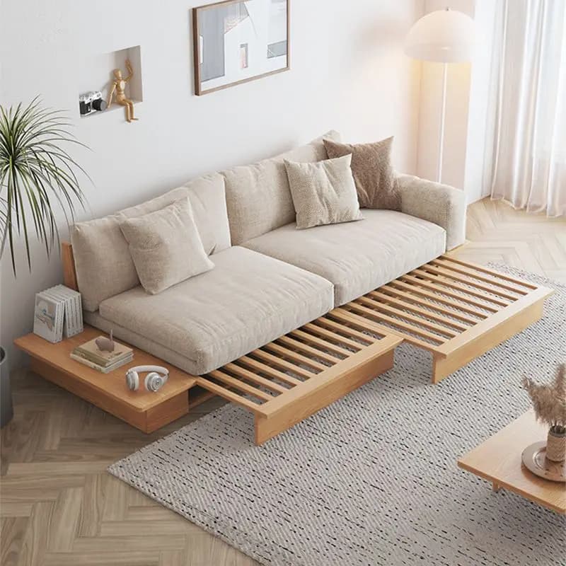 Solid Wood Small Sofa Simple Home Folding Sofa Bed Integrated Dual-use Telescopic Multi-functional