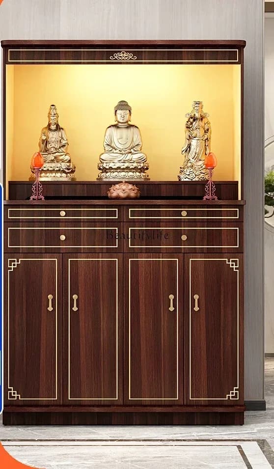 FG*Light luxury Buddhist shrine Modern minimalist style New Chinese vertical cabinet with door shrine