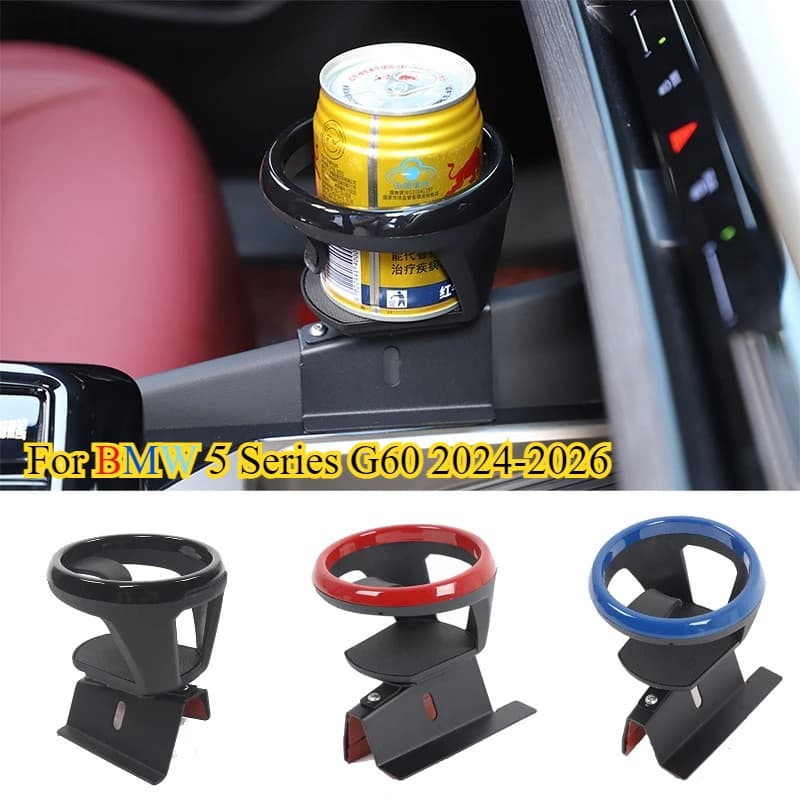 For BMW 5 Series G60 2024-2026 Carbon Steel Black Car Center Console Water Cup Bracket Holder Trim Interior Car tool Accessories