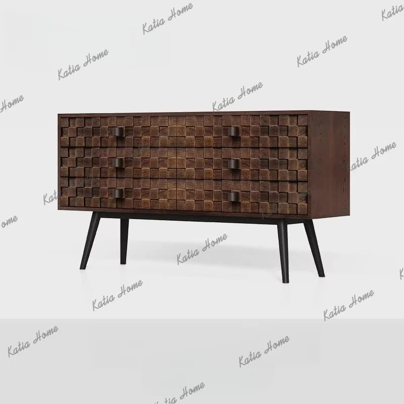 YJ Designer Simple Retro Living Room Cabinets Solid Wood Wall Facing Unique Cabinets Nordic Storage Home Use Furniture Muebles L