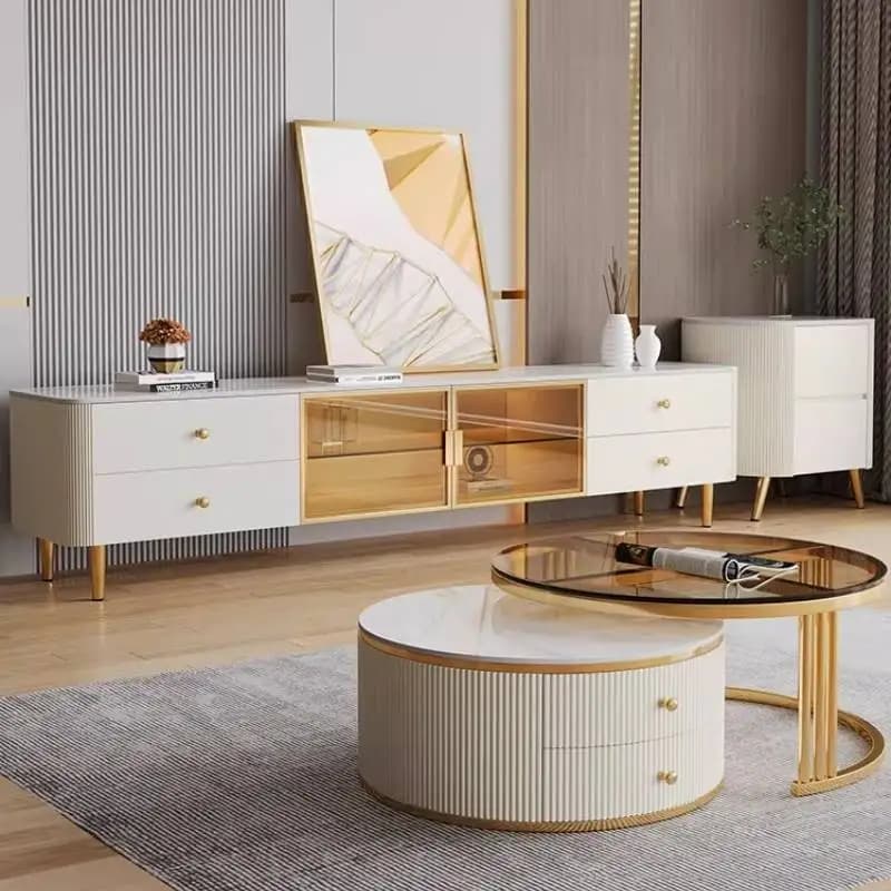 Unique Minimalist Tv Cabinet Hiding European Vintage Designer Tv Cabinet White Luxury Storage Muebles Para Sala Furniture Home
