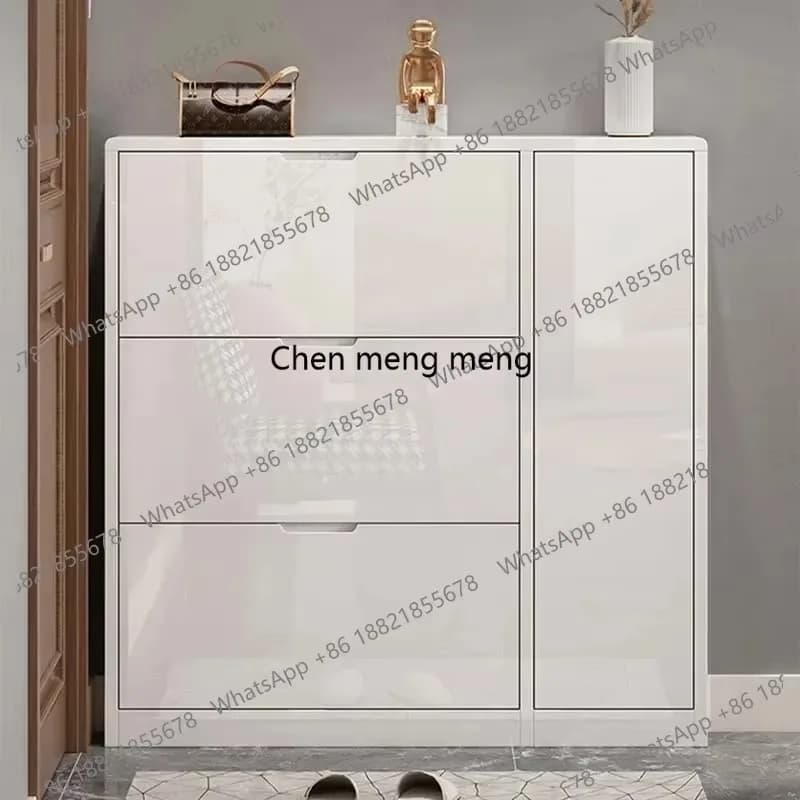 RR Narrow White Shoe Cabinet Waterproof Beutiful Modern Wooden Storage Fashion Shoe Rack Luxury Display Muebles Salon Furniture