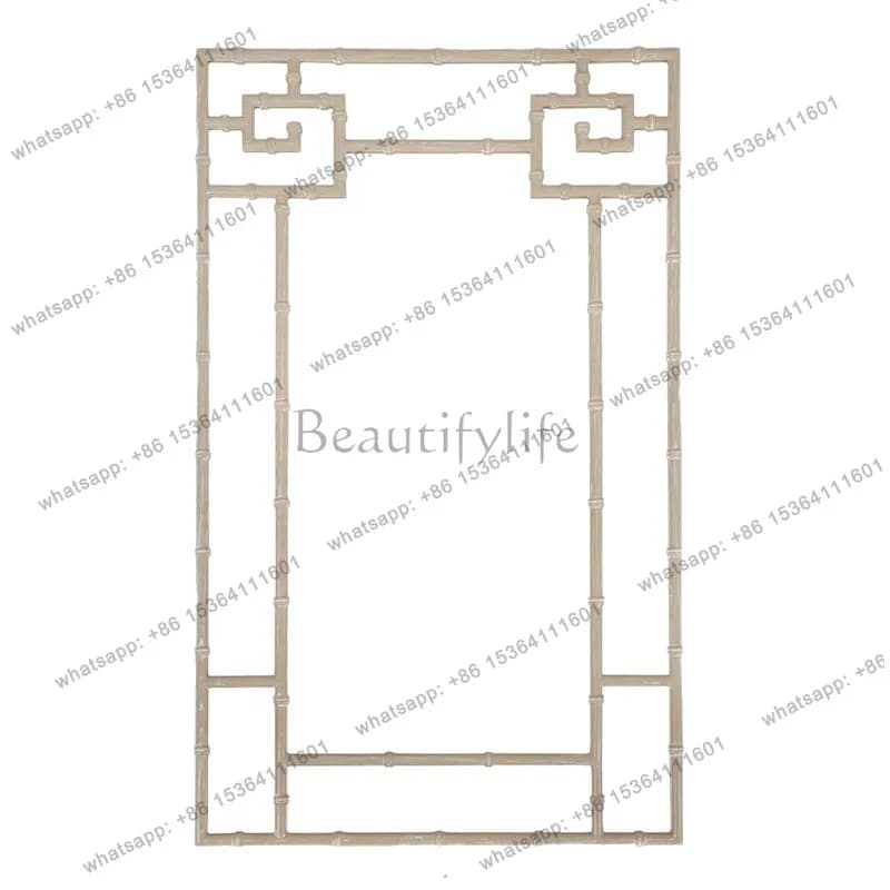 French medieval full-length mirror wooden bamboo design wall-mounted bedroom fitting mirror