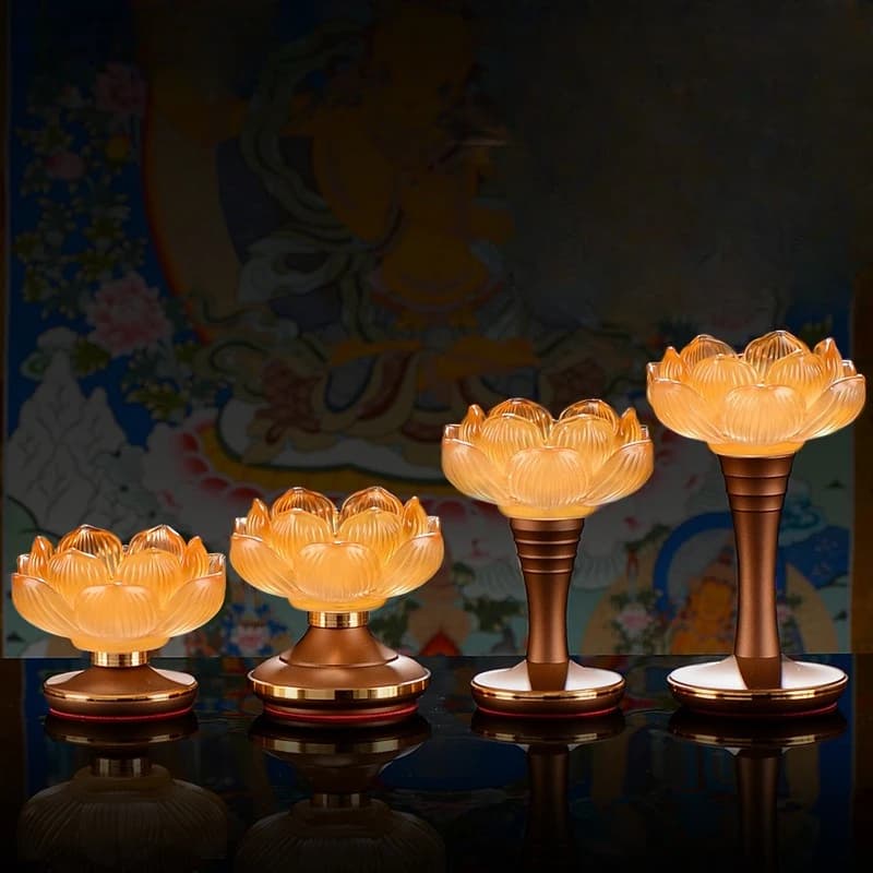 Cz glazed lotus ghee seat buddhist supplies collection glazed candle holder for home buddha stand everlasting ornaments