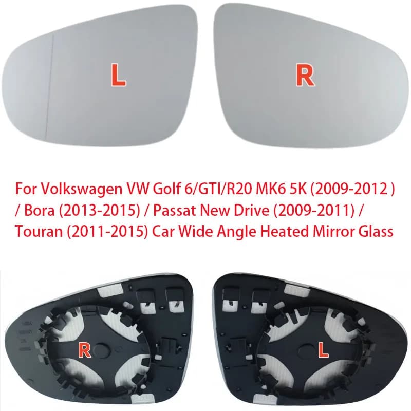 For Volkswagen VW Golf 6/GTI/R20 MK6 5K 09-12 /Bora 13-15/Passat New Drive 09-11/Touran 11-15 Car Wide Angle Heated Mirror Glass
