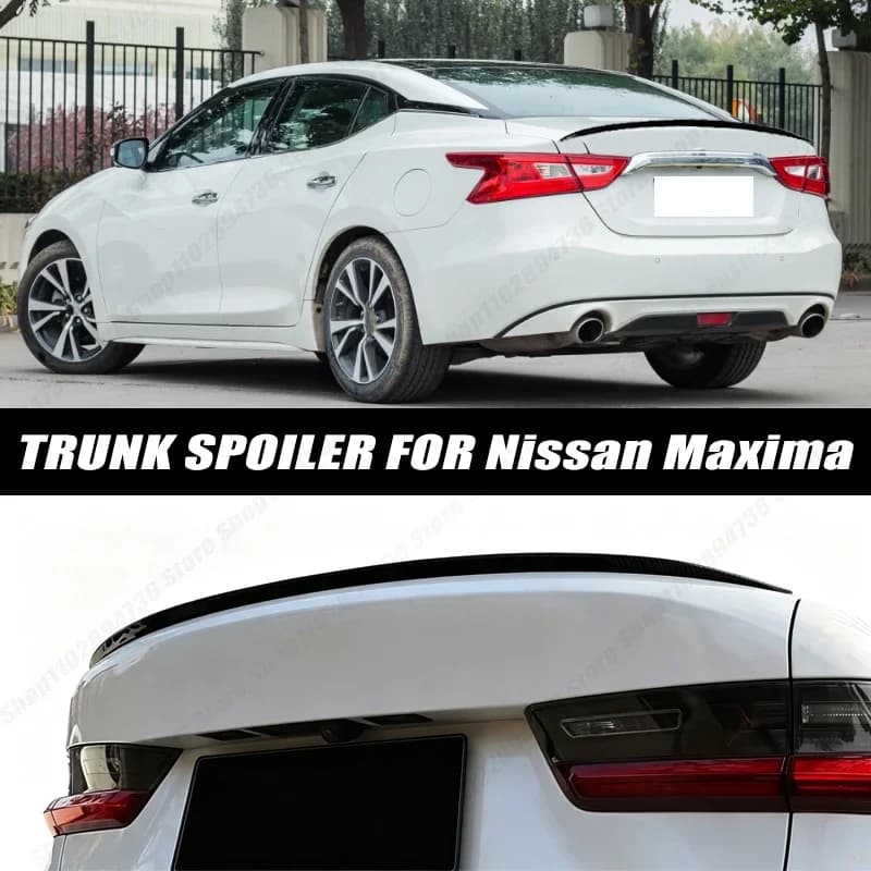 120CM Glossy Black Soft Rubber Universal Rear Trunk Spoiler 5D Carbon Look Tail Wing Fit For Nissan Maxima Sedan Car Accessories