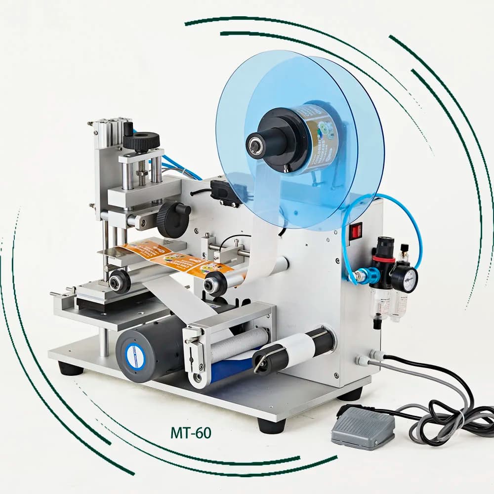 LT-60 MT-60 SY-60 Manual Label Applicator LT MT 60 Desktop Small Semi Automatic Flat Surface Labeling Machine for Square Bottle