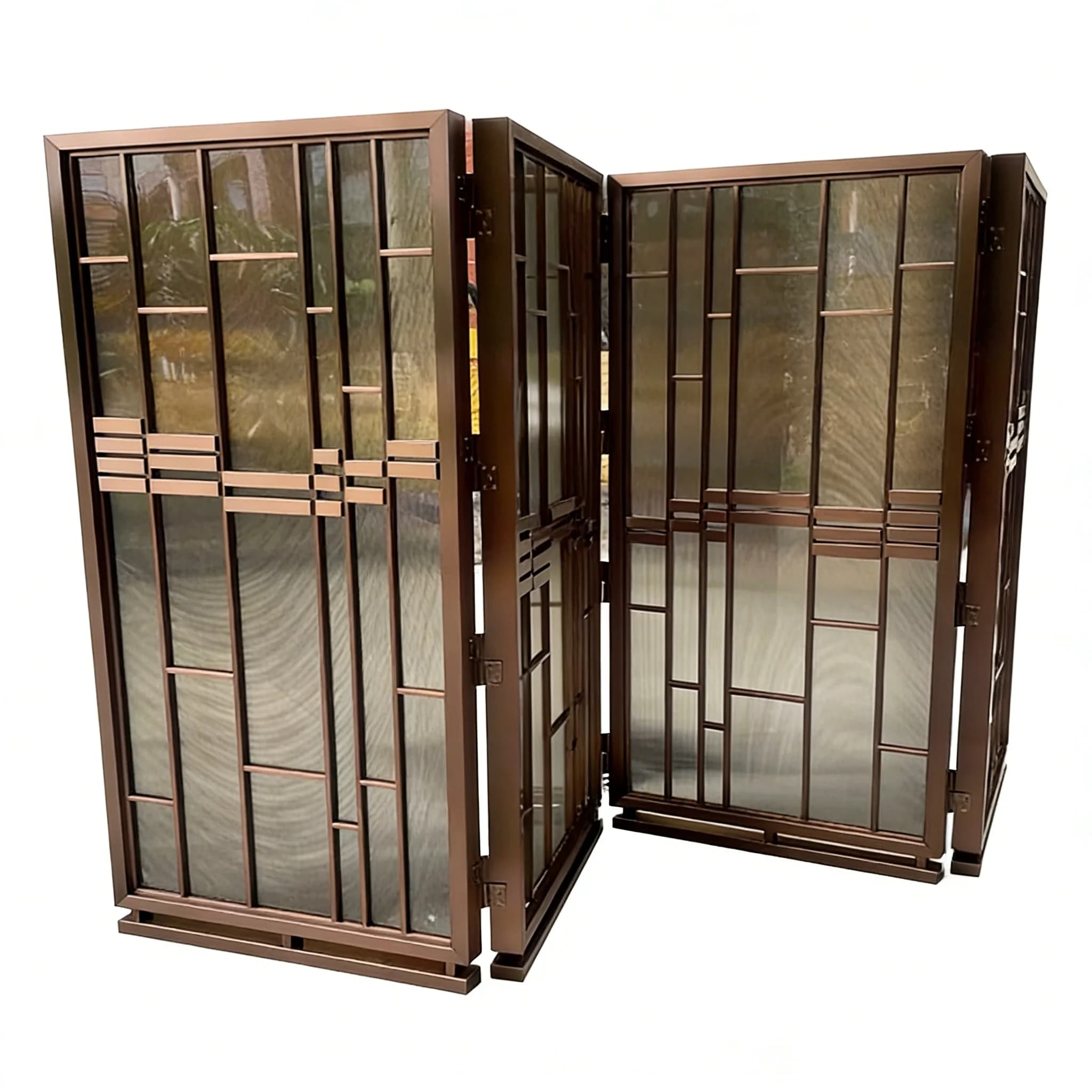 fm-Living Room or Hotel Floor Art Deco Stainless Steel Room Partition Handmade Foldable and Movable Folding Screen*