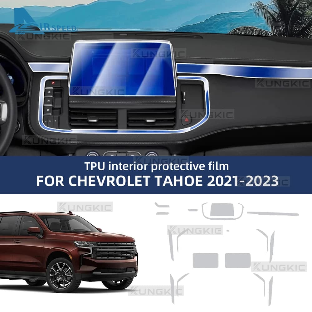 Interior Film TPU Protective Anti-scratch Sticker For Chevrolet Tahoe 2021 2022 2023 Car Center Dashboard Screen GPS Navigation