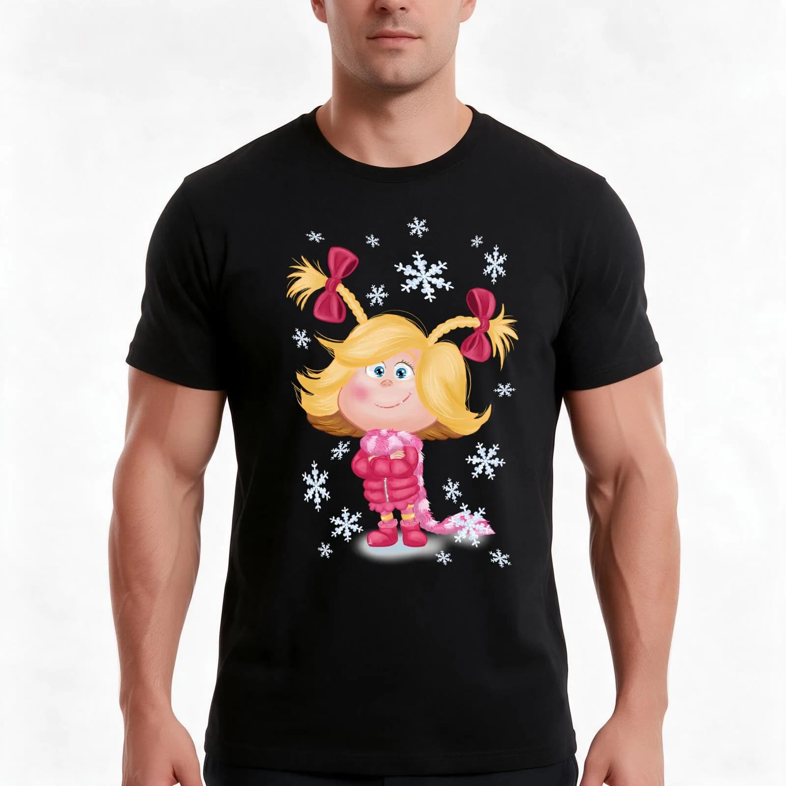 Cindy Christmas Winter Lou T-Shirt, Summer Casual Cotton Tee, Oversized Streetwear Tops, Vintage Graphic Print, Unisex Men Women