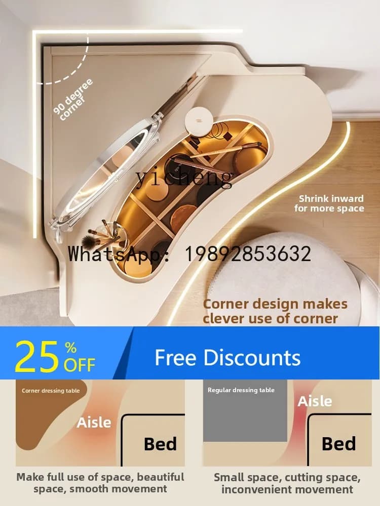 cream wind corner dresser small triangular corner makeup table bedroom corner small apartment
