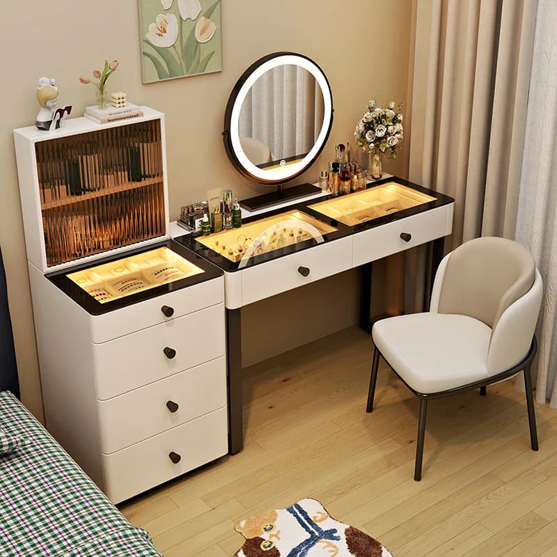 Natural Hidden Vanity Table Dest Decor Gold Chair Wood Mirror Dressing Table Small Cheap Corner Makeup Tafel Furniture For Home