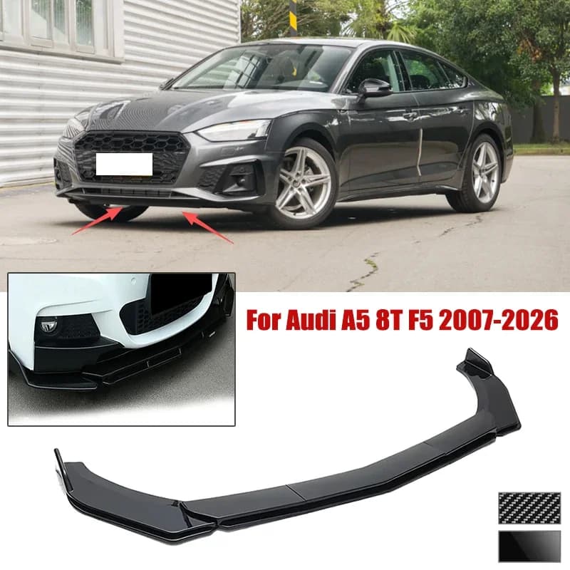5pcs Front Bumper Shovel For Audi A5 8T F5 2007-2026 Spoiler Front Bumper Deflector Anti Scratch Protection Device Accessory