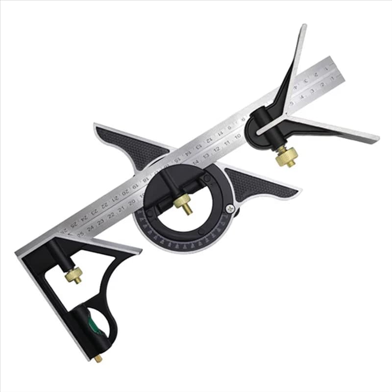 300mm Stainless Steel Adjustable Combination Square - 90° & 45° Angle Ruler for Woodworking & Carpentry