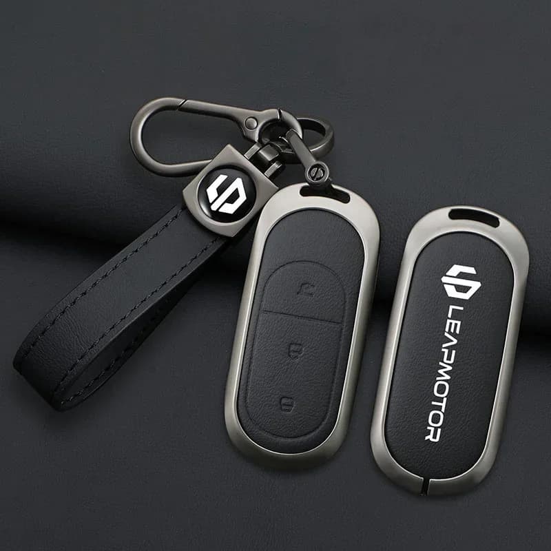 Zinc Alloy Leather Car Remote Key Case Cover For Leapmotor C16 C11 C10 C01 B10 T03 S01 Type Protector Shell Keychain Accessories