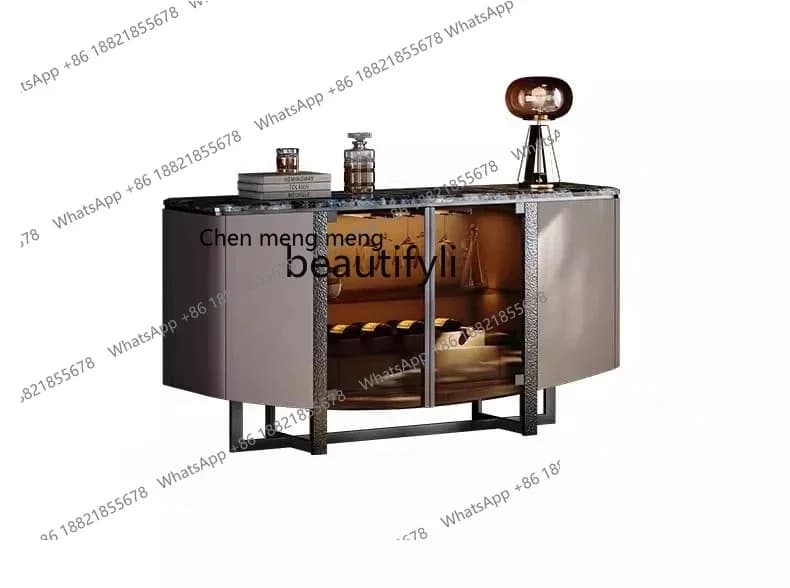 B178 Italian minimalist living room dining side cabinet integrated storage cabinet against the wall marble high-end customizatio