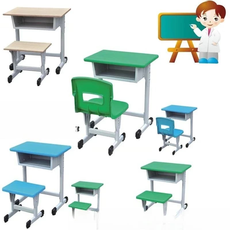 Single children's learning desks and chairs lifting type