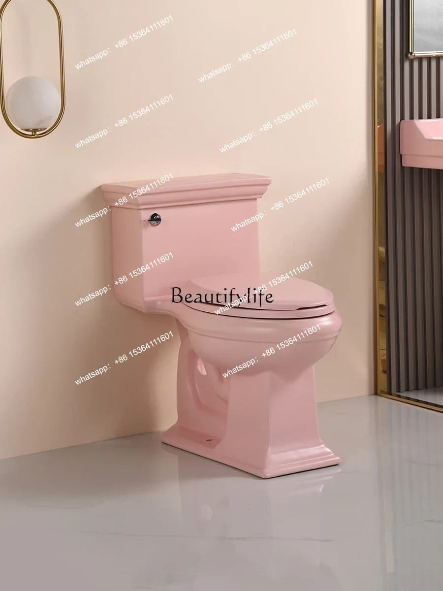 European retro pink toilet, siphon toilet B & B personality