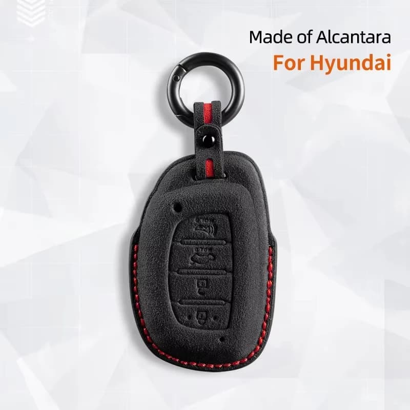 For Hyundai Tucson Santa Fe Rena Sonata Elantra Creta I10 I30 I40 Accessories 4 Button Suede Car Smart Key Case Cover Shell