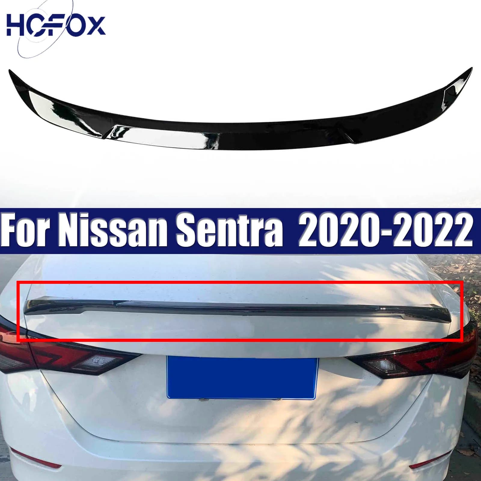 For Nissan Sentra 2020-2022 Gloss Black Look Rear Door Tail Trunk Spoiler Wing Lip