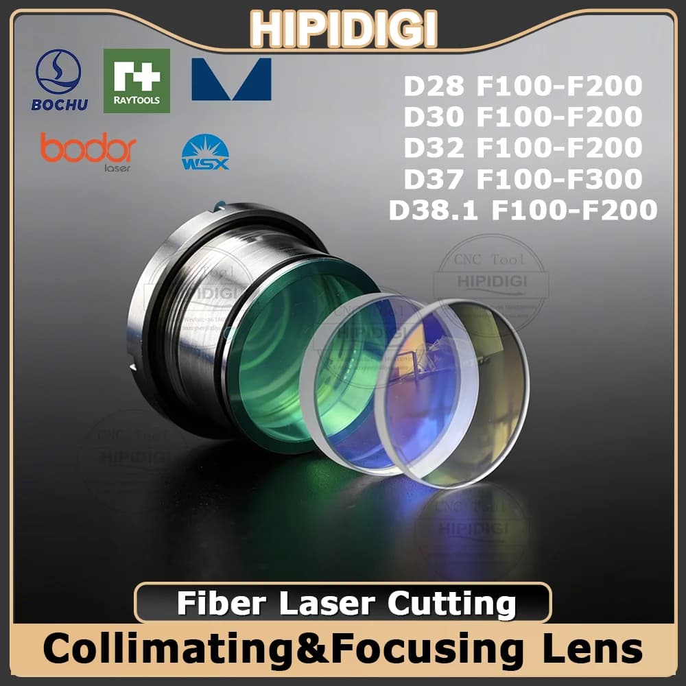 HIPIDIGI Fiber Laser Collimator & Focusing Lens D30 D37 D32 F100/F125/F150/F200 2Pcs/Set JGS1 for Raytools WSX Bodor BOCI Laser