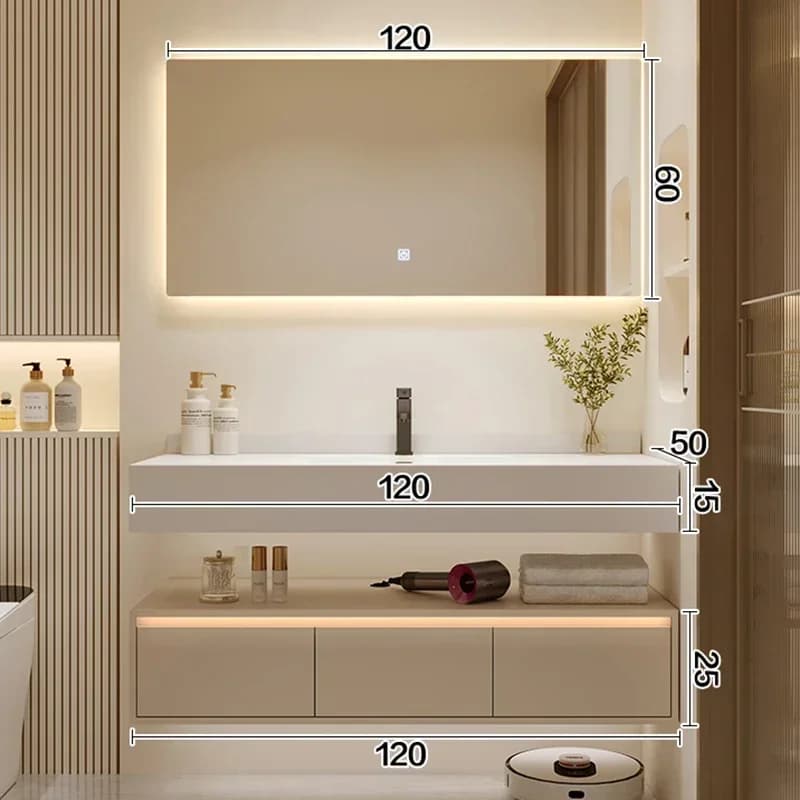 c13-Nordic Cream Style Bathroom Cabinets Wall-mounted Design Vanity Storage Smart Mirror Cabinets Home Furniture Muebles BanoC