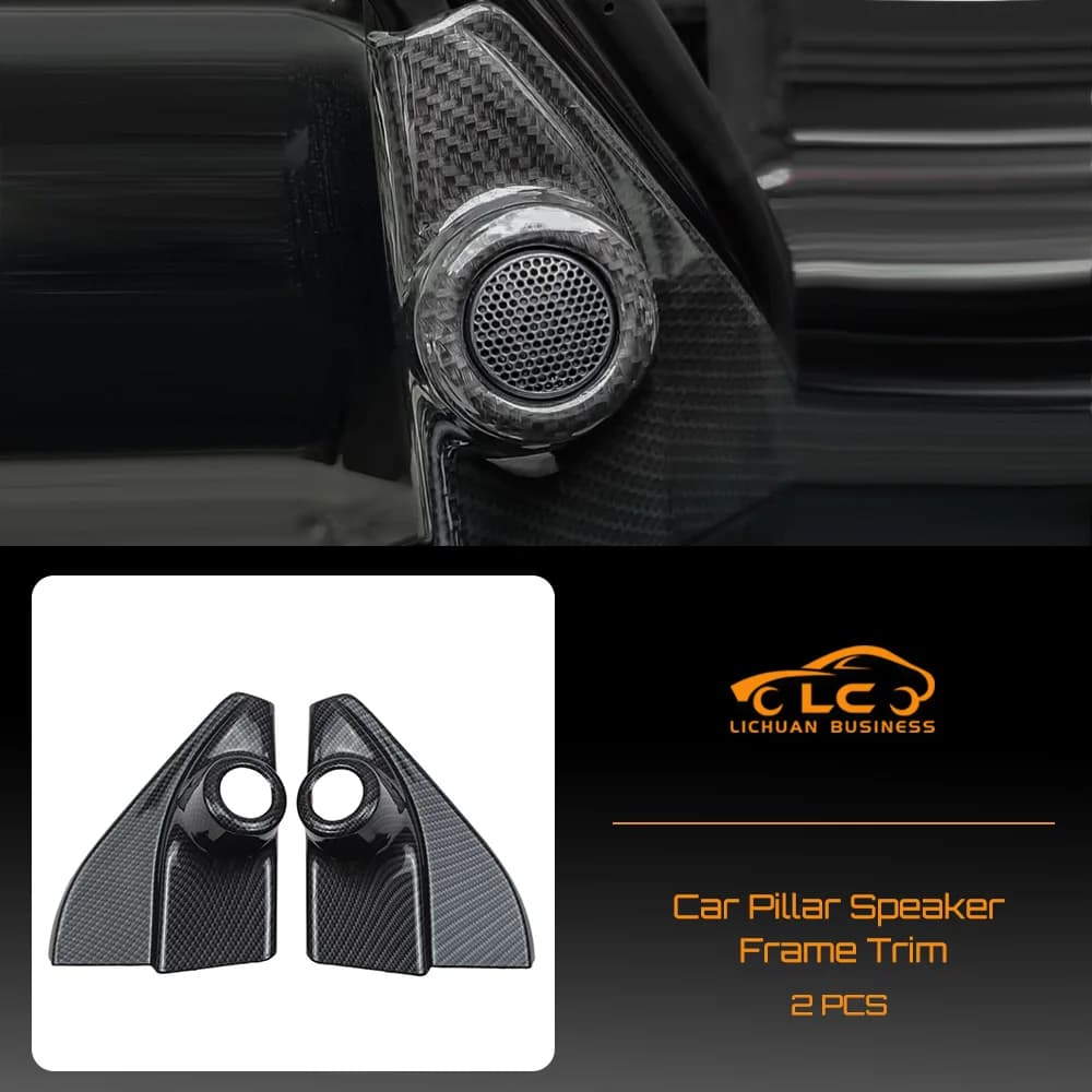 2pcs Car Pillar Speaker Frame Trim ABS Carbon Fiber Color Bamboo Grain for Toyota  Fortuner Hilux Revo Conquest 2015-2021