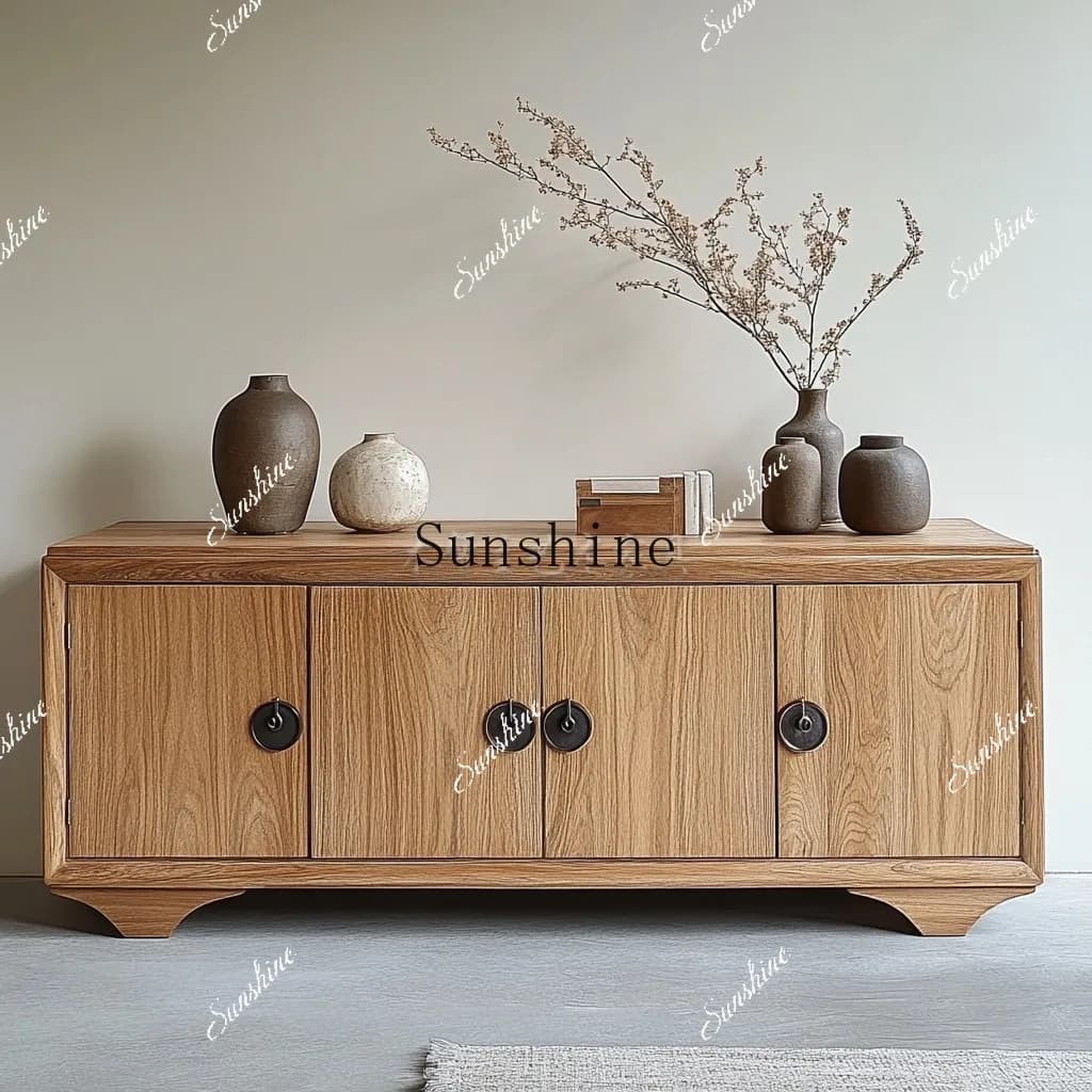 Wabi Sandy Wind Solid Wood Dining Side Entrance Cabinet Bedroom Nordic Simple Household Multifunctional Storage  FT