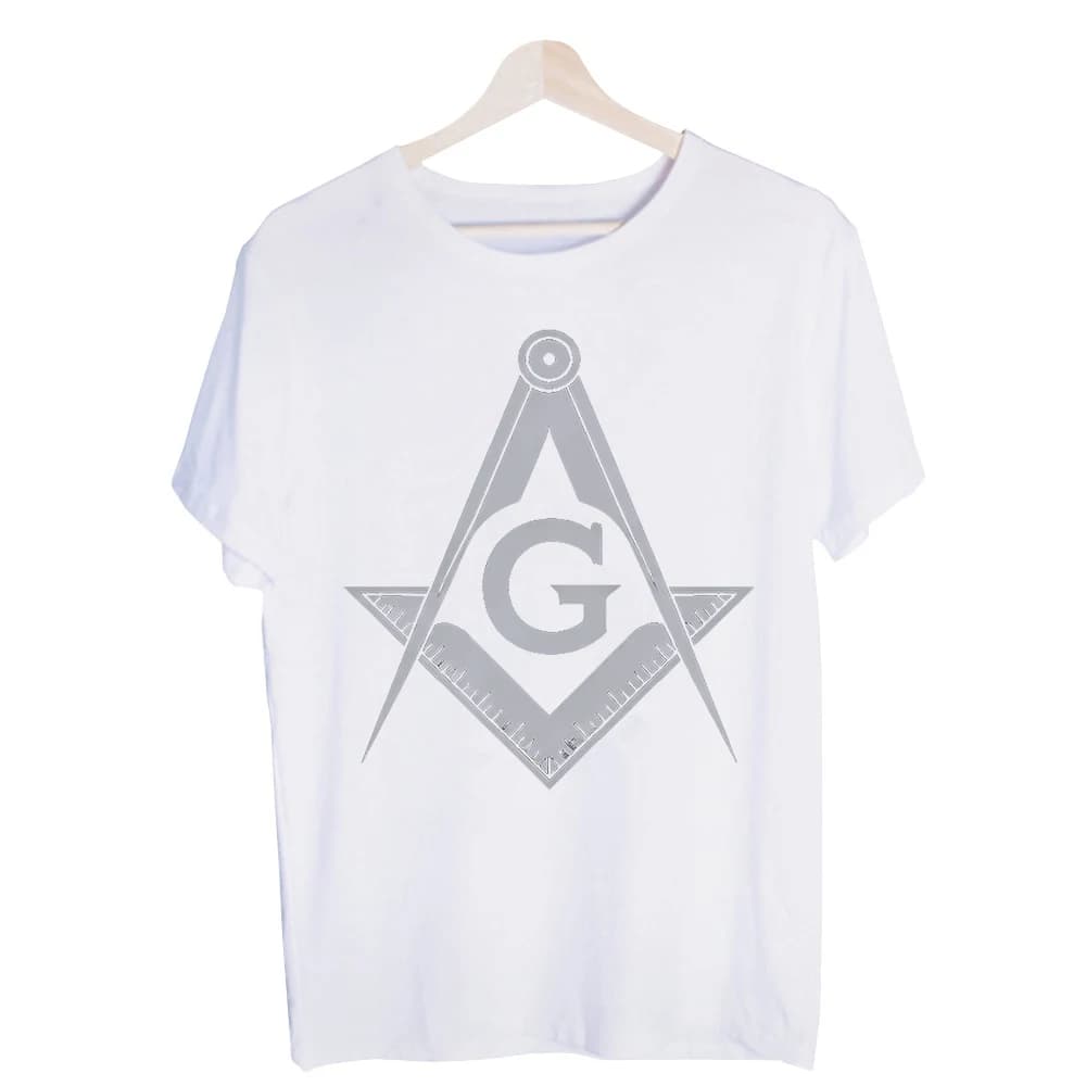 Men's Geometric Compass and Square Graphic Tee, Short Sleeve Crew Neck T-Shirt for Casual Daily Wear