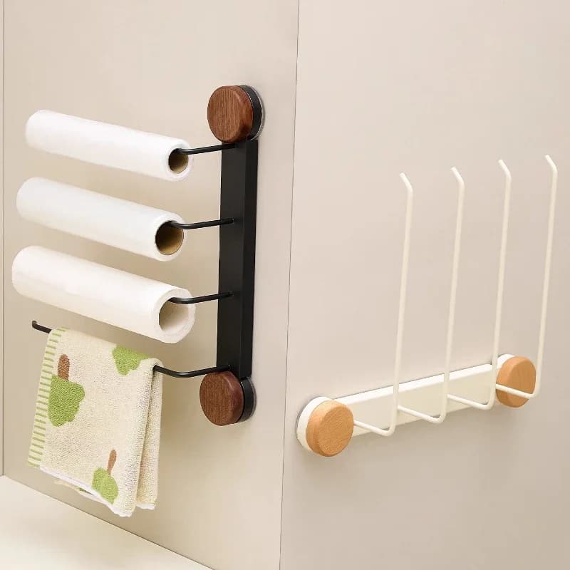 Suction cup kitchen paper hanger refrigerator plastic wrap storage rack fresh-keeping bag roll paper rack rag rack paper