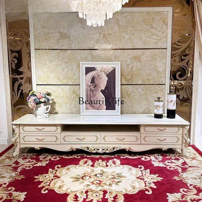 yj7  French court TV cabinet solid wood carving European neoclassical living room background cabinet bedroom
