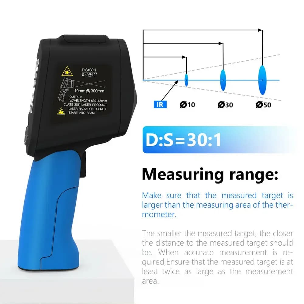 HP-1580 Handheld Infrared Thermometer -50℃ to 1580℃ (-58 to 2876℉) Auto Calibrate with LCD Display, 30:1