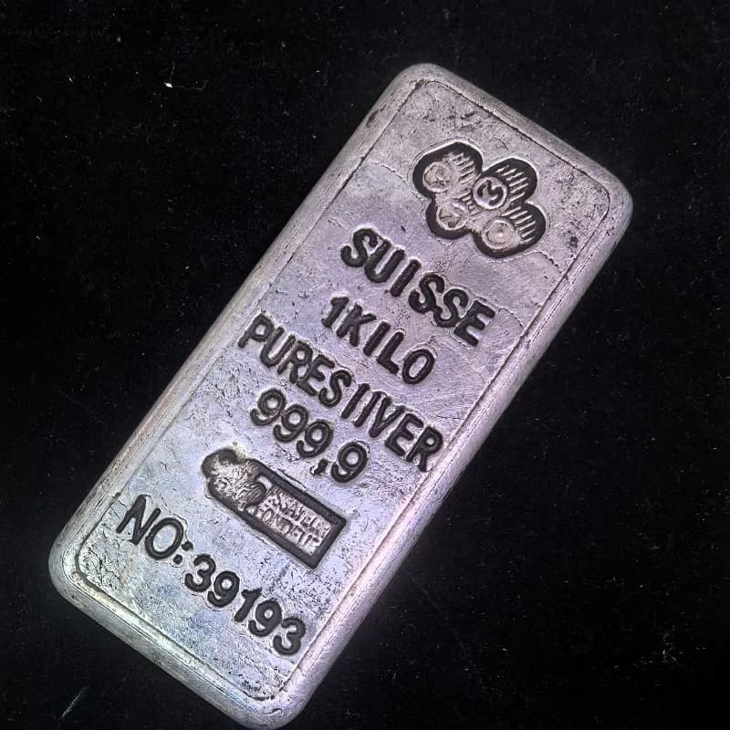 Solid Copper Electroplated Silver, Simulated Silver Block 380g, Prop Ornament, Home Decoration