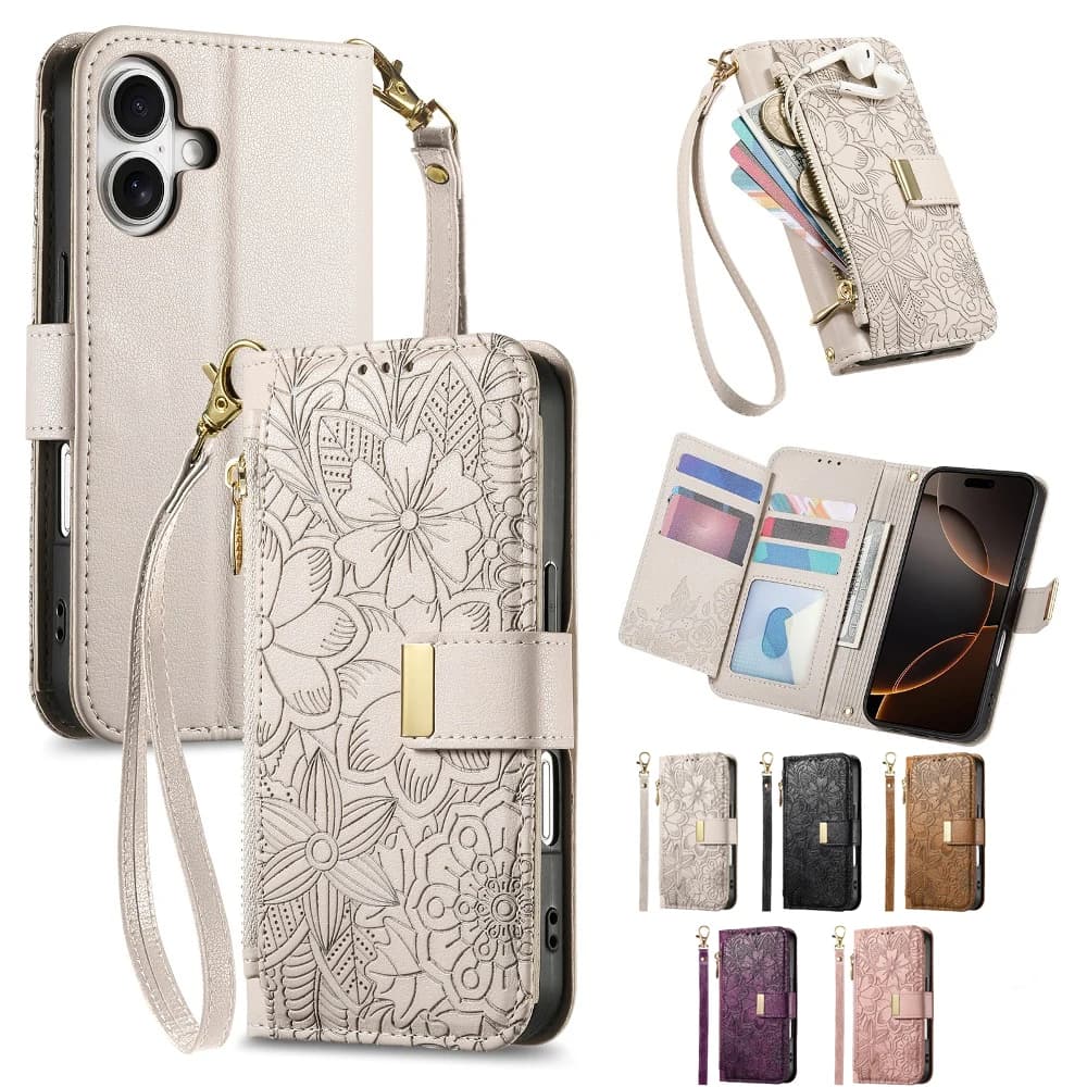 Magnetic Flip Leather Phone Cover For Xiaomi Redmi Note 14 Pro/Note 13 Pro+/Note12 Turbo/Note11T 10S With Detachable Wrist Strap