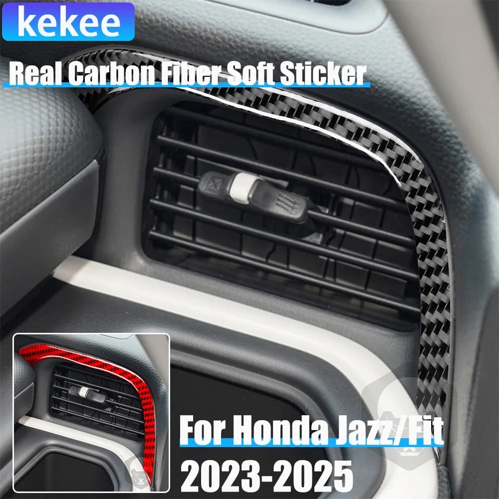 Real Carbon Fiber Car Accessories Air Vent Strip Decorative Trim Cover Soft Sticker For Honda Fit /Jazz GR9 2023 2024 2025
